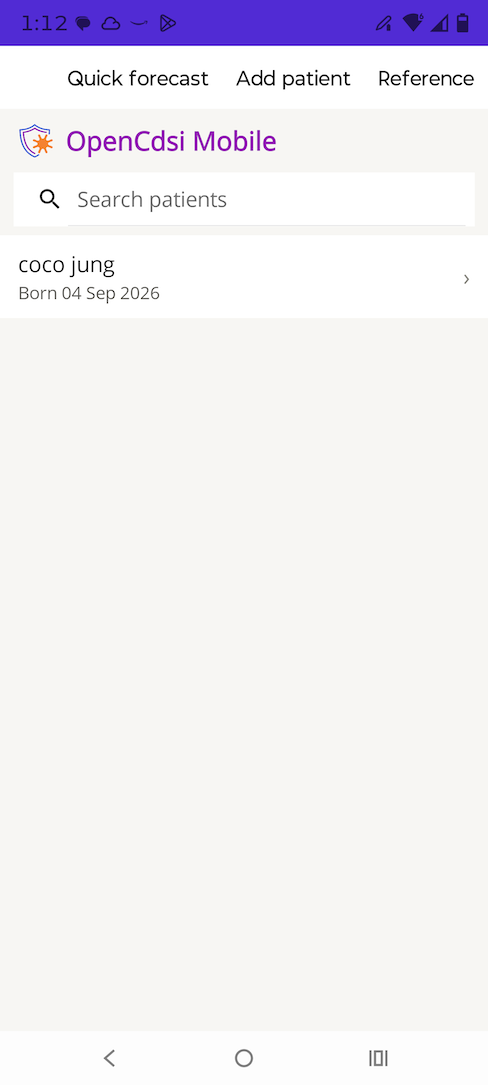 The app running on an Android phone